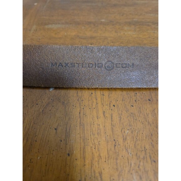 Max Studio Brown Leather Belt X Design Size Small 34" - Picture 2 of 7